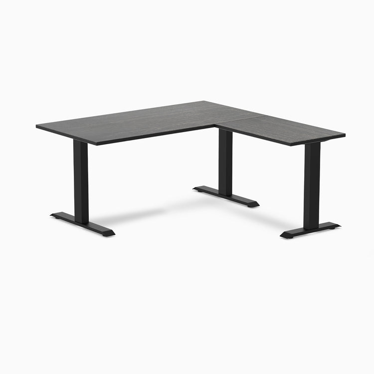Zero fixed dark bamboo L-shape 1500mm in black legs