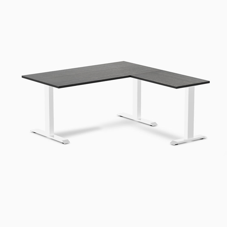 Zero fixed dark bamboo L-shape 1500mm in white legs