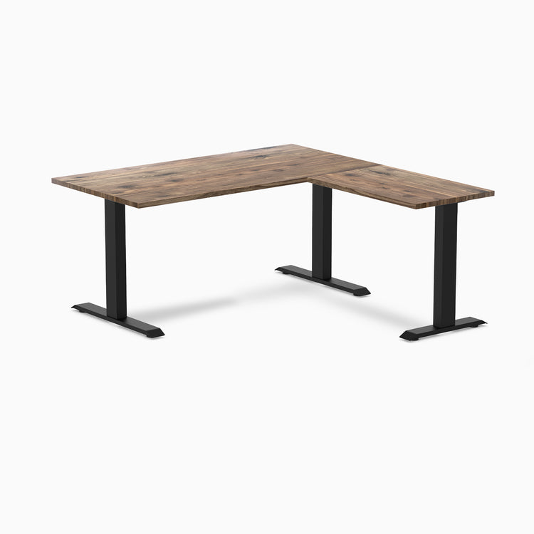 zero laminate L-shape 1500mm in natural walnut with black legs