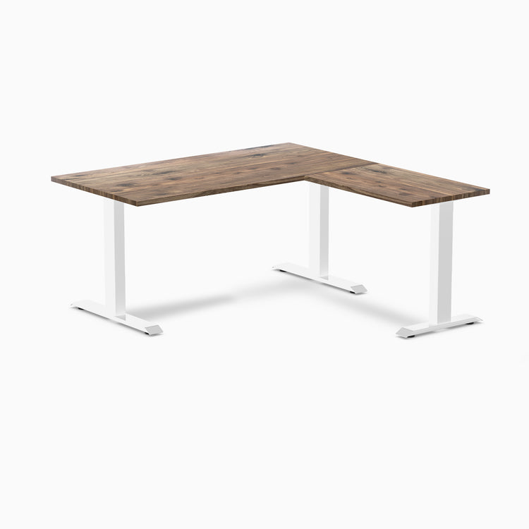 zero laminate L-shape 1500mm in natural walnut with white legs
