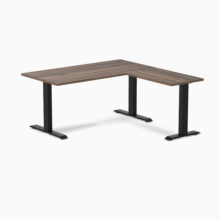 zero laminate L-shape 1500mm in jarrah with black legs