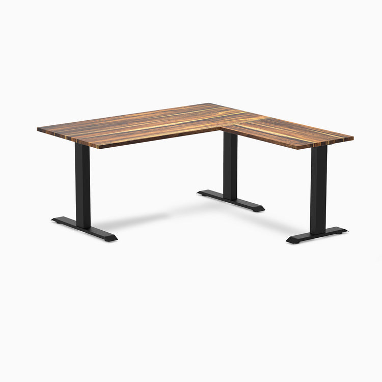 zero hardwood l-shape desk pheasant 1500mm in black legs