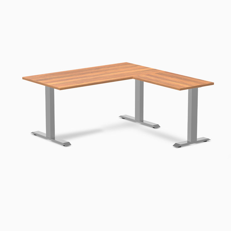 zero laminate L-shape 1500mm in prime oak with gray legs