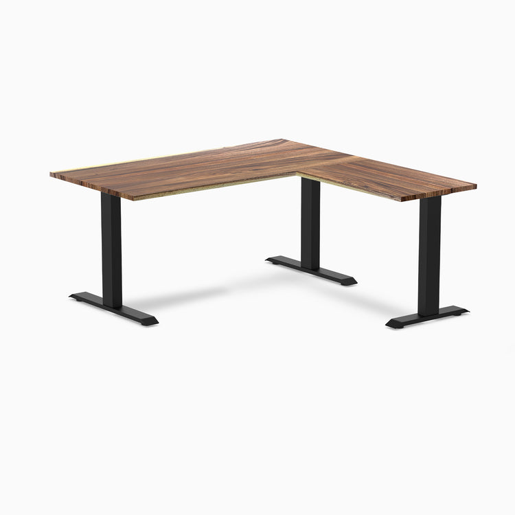 zero hardwood l-shape desk saman 1500mm in black legs