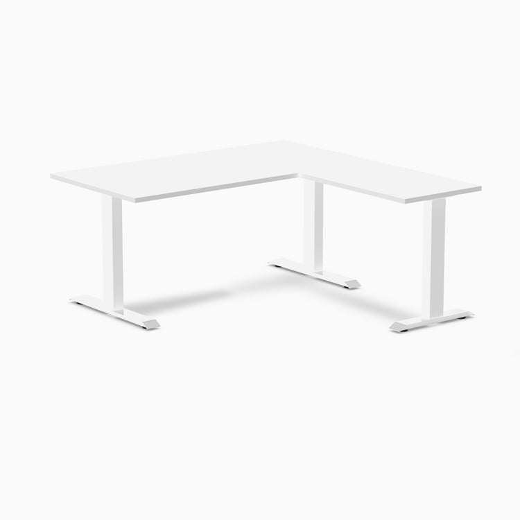 zero laminate L-shape 1500mm in white with white legs