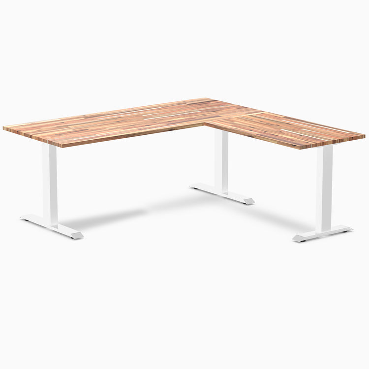 L-shape fixed softwood acacia 1800mm in white legs