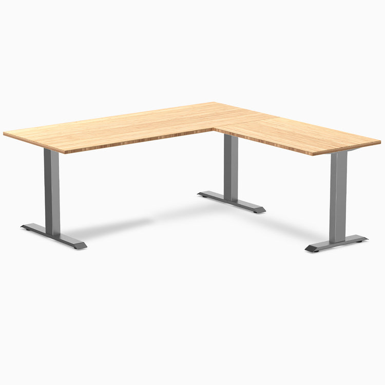 Desky Zero Bamboo L-Shape Office Desk - 1800mm space grey frame