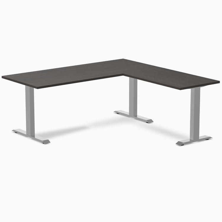 zero laminate L-shape 1800mm in burnished with gray legs