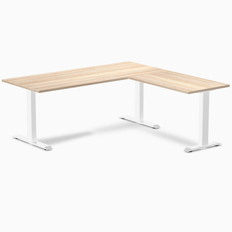 zero laminate L-shape 1800mm in classic oak with white legs