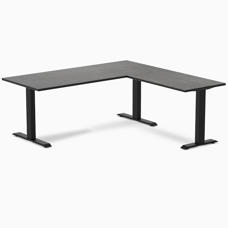 Zero fixed dark bamboo L-shape 1800mm in black legs