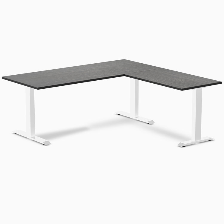 Zero fixed dark bamboo L-shape 1800mm in white legs