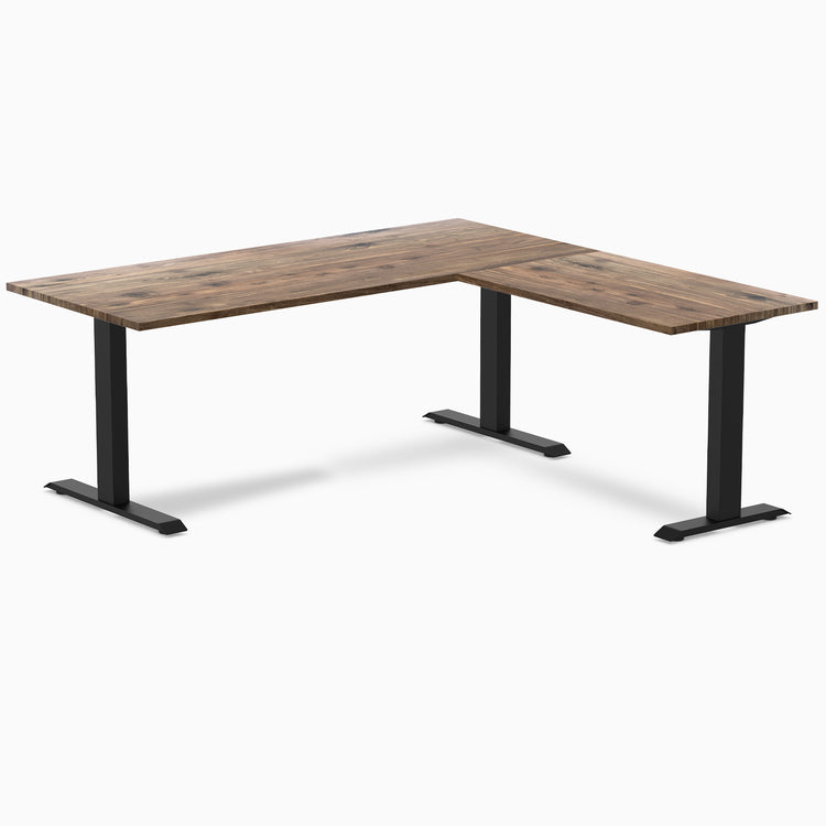 zero laminate L-shape 1800mm in natural walnut with black legs