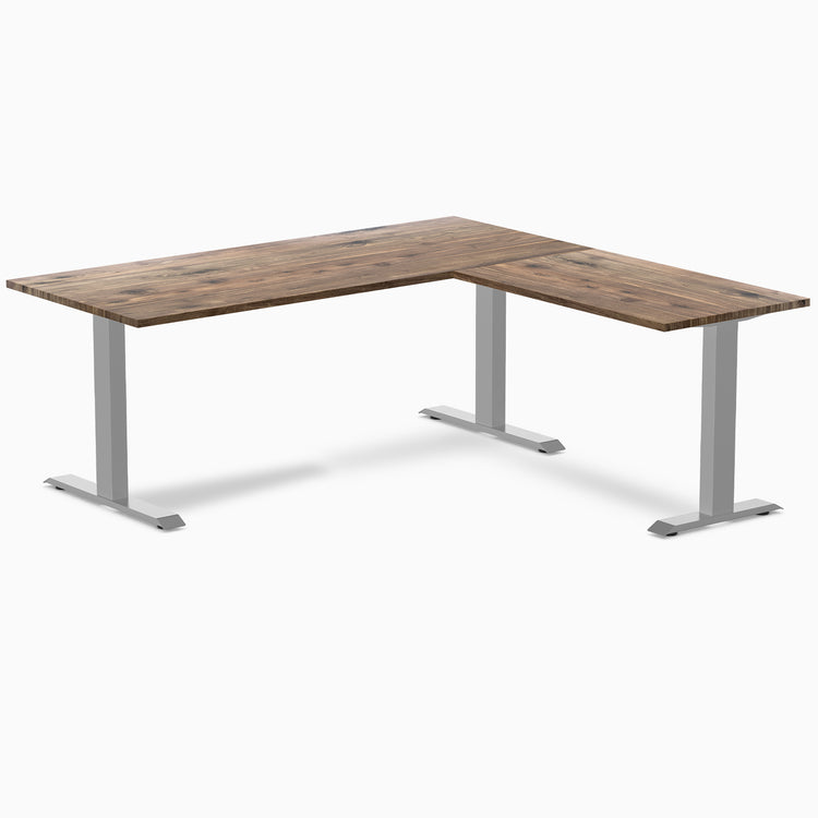 zero laminate L-shape 1800mm in natural walnut with gray legs
