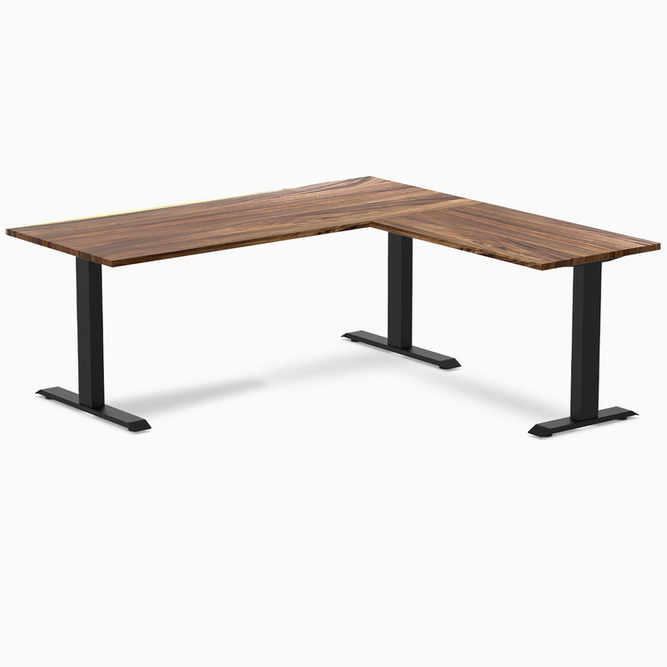 zero hardwood l-shape desk saman 1800mm in black legs