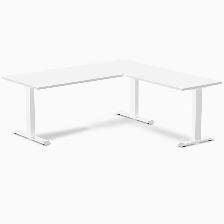 zero laminate L-shape 1800mm in white with white legs
