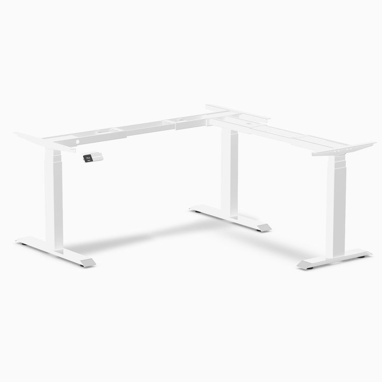 Desky Sit Stand L-Shape Desk Frame in white