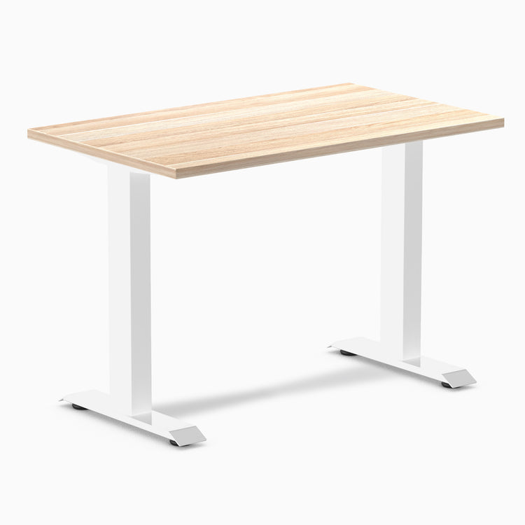 Desky fixed mini laminate desk 1000mm classic oak in white legs