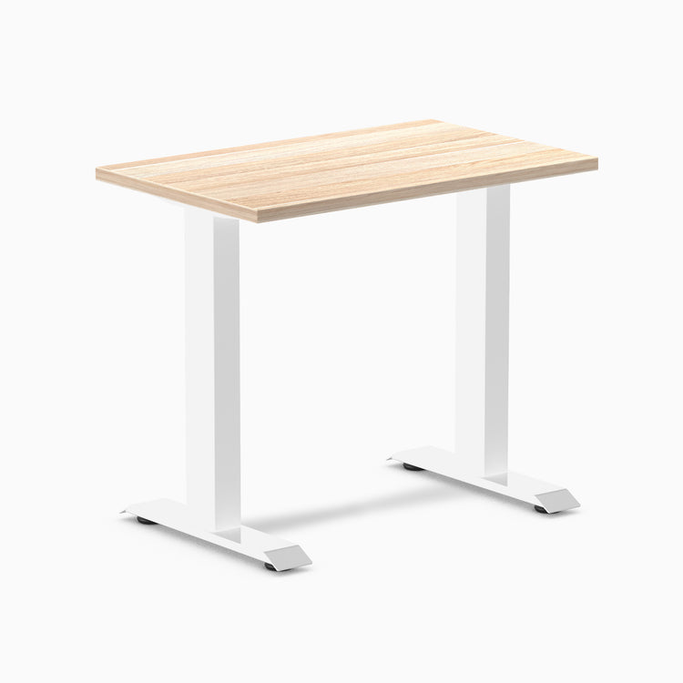 Desky fixed mini laminate desk 1000mm classic oak in white legs