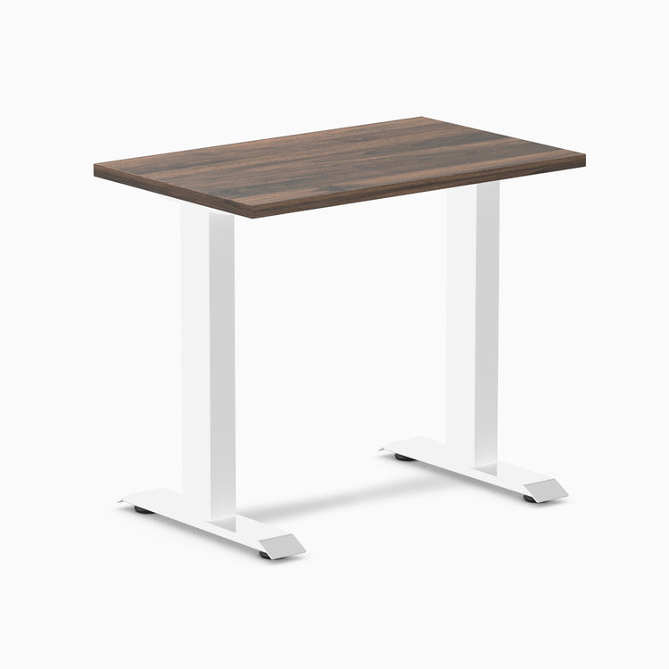 Desky fixed mini laminate desk 800mm jarrah in white legs