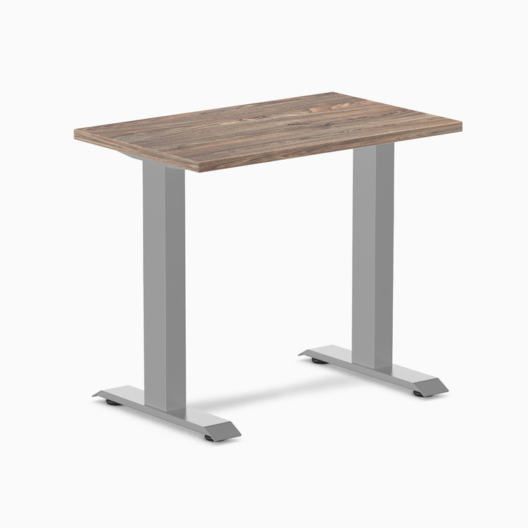 Desky fixed mini laminate desk 800mm nat walnut in gray legs