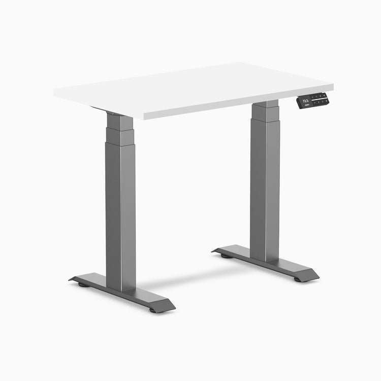Desky Dual Mini Sit Stand Desk - white 800mm space grey frame