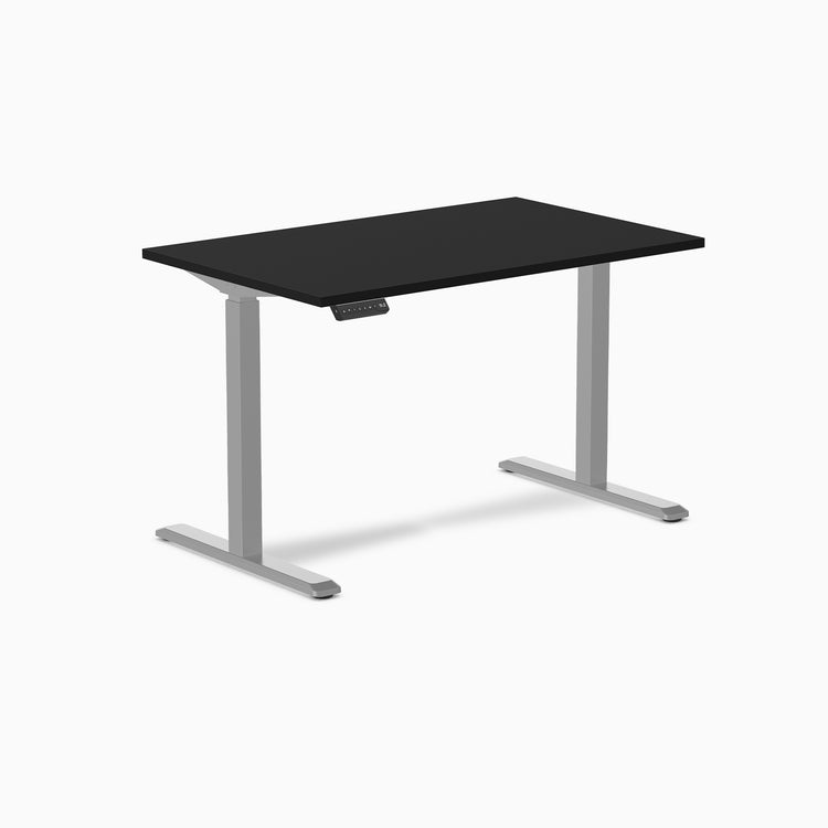 Desky Single Sit Stand Gaming Desk 1200mm black top gray legs