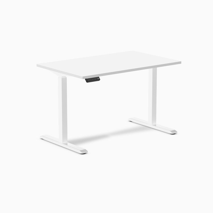 Desky Single Sit Stand Gaming Desk 1200mm white top white legs