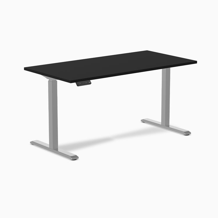 Desky Single Sit Stand Gaming Desk 1500mm black top grey legs