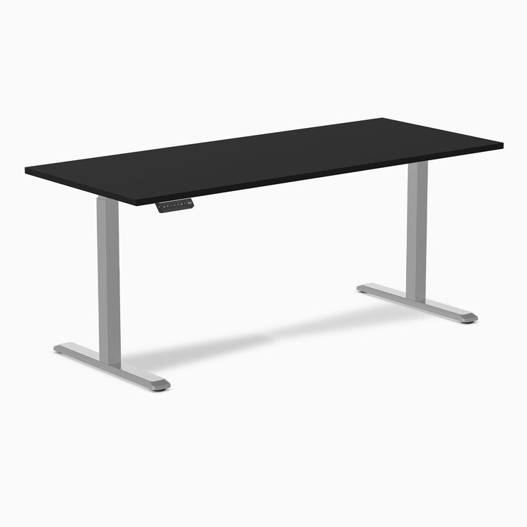 Desky Single Sit Stand Gaming Desk 1800mm black top grey legs