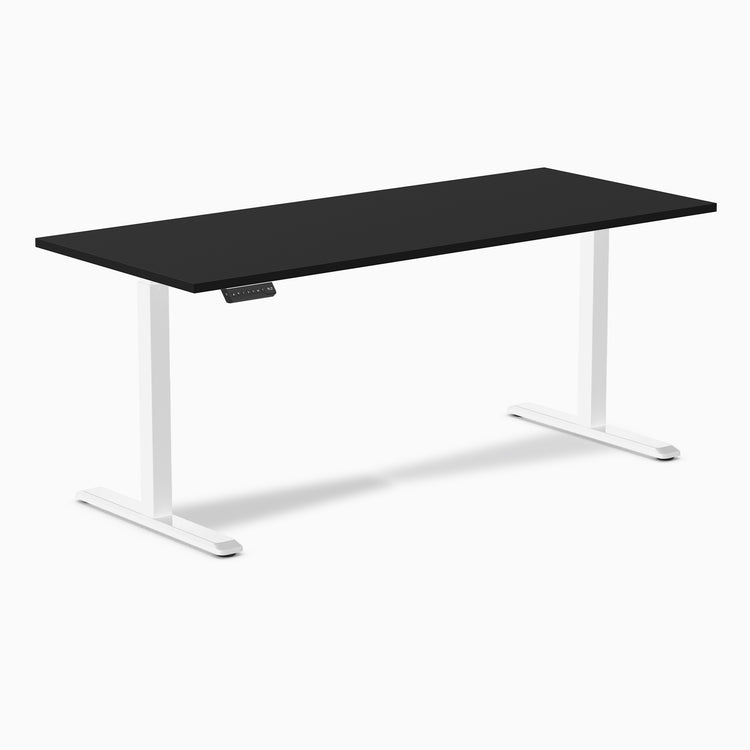Desky Single Sit Stand Gaming Desk 1800mm black top white legs