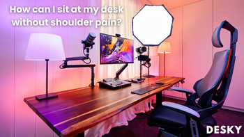 How can I sit at my desk without shoulder pain?