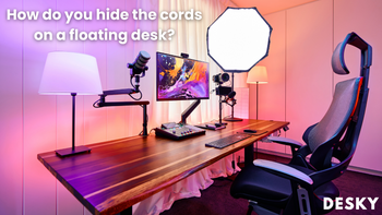 How do you hide the cords on a floating desk?