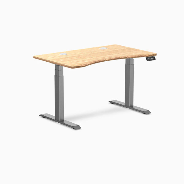 Desky Dual Ergo Edge Sit Stand Desk, Bamboo desktop, Space Gray frame