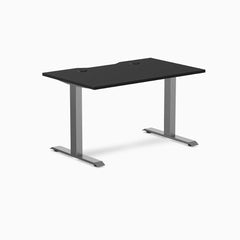 Desky Zero Scalloped Laminate Office Desk, Black desktop, Space Gray frame