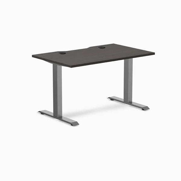 Desky Zero Scalloped Laminate Office Desk, Burnished Wood desktop, Space Gray frame