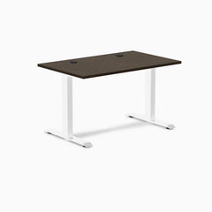 Desky Zero Bamboo Office Desk, Dark Bamboo desktop, White frame