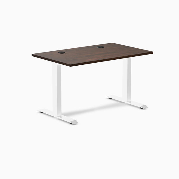 Desky Zero Rubberwood Office Desk, Dark Walnut desktop, White frame