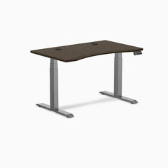 Desky Dual Ergo Edge Sit Stand Desk, Dark Bamboo desktop, Space Gray frame