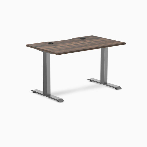 Desky Zero Scalloped Laminate Office Desk, Jarrah Legno desktop, Space Gray frame