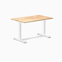 Desky Zero Rubberwood Office Desk, Natural Timber desktop, White frame