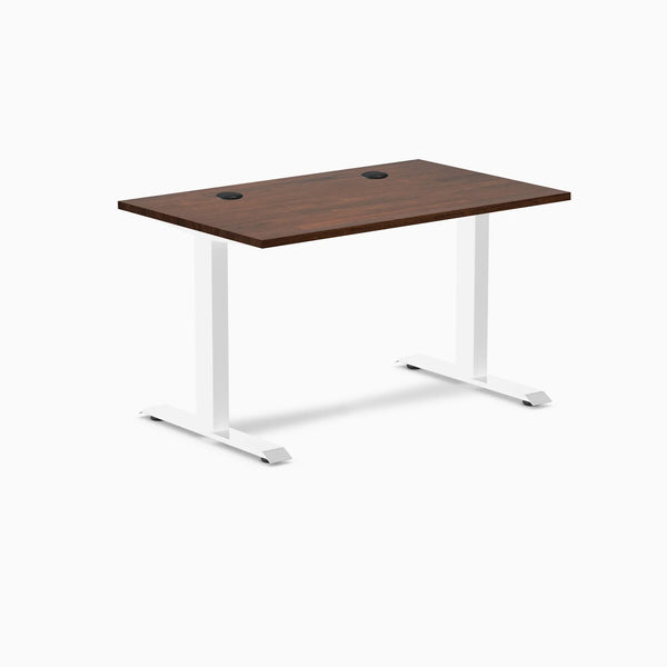 Desky Zero Rubberwood Office Desk, Red Walnut desktop, White frame