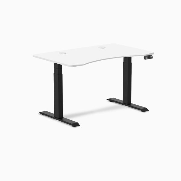 Desky Dual Ergo Edge Sit Stand Desk, White desktop, Matte Black frame