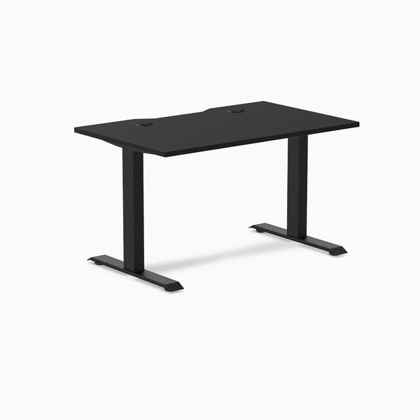 Desky Zero Scalloped Laminate Office Desk, Black desktop, Matte Black frame