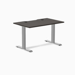 Desky Zero Scalloped Laminate Office Desk, Burnished Wood desktop, Gray frame