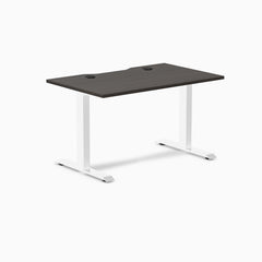 Desky Zero Scalloped Laminate Office Desk, Burnished Wood desktop, White frame