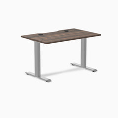 Desky Zero Scalloped Laminate Office Desk, Jarrah Legno desktop, Gray frame