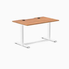 Desky Zero Scalloped Laminate Office Desk, Prime Oak desktop, White frame