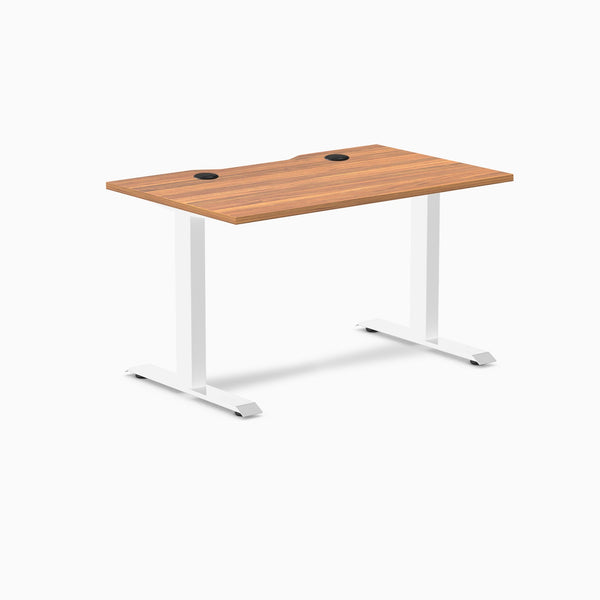Desky Zero Scalloped Laminate Office Desk, Prime Oak desktop, White frame