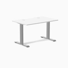 Desky Zero Scalloped Laminate Office Desk, White desktop, Gray frame