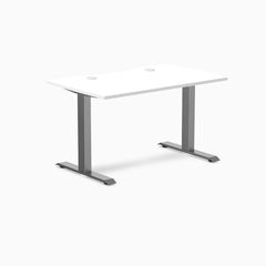 Desky Zero Scalloped Laminate Office Desk, White desktop, Space Gray frame